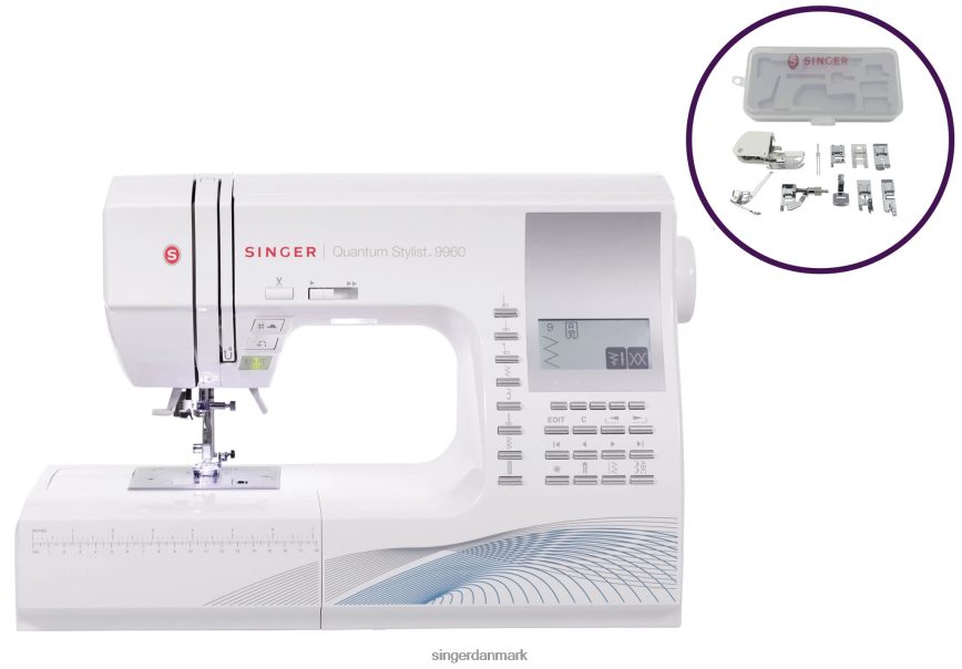 SINGER sy rummelig quantum stylist 9960 symaskine og trykfodssæt bundt maskiner 26J46V2